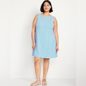 Old Navy Sleeveless Mini Swing Dress Size XL, Color Blue Ditsy Floral NWT